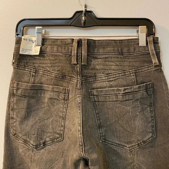 We the Free People Vector Moto Mid Rise Flare Jeans SZ 27 Stonewashed Black - Picture 3 of 9